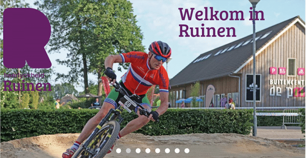 Screenshot van de citymarketing-website Ruinen.nl